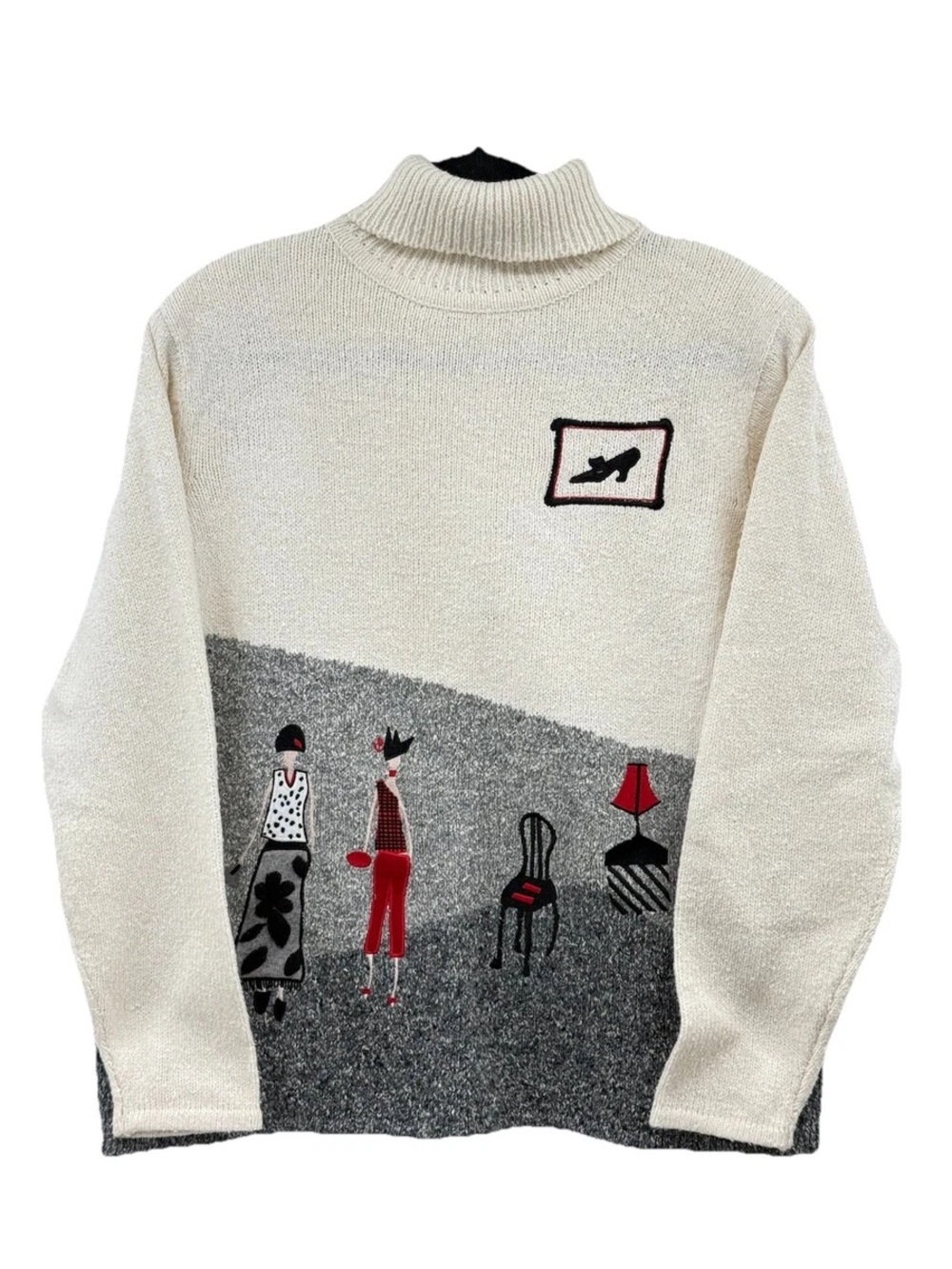 Tanjay Novelty Embroidered Turtleneck Sweater | Size 2X Fashion Art to Wear